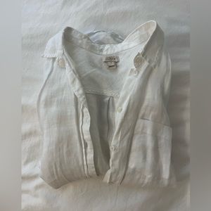 White linen J. Crew Button Down Shirt